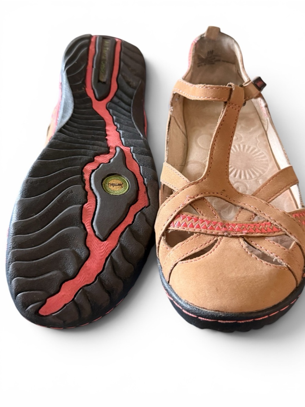 Jambu Women Charley All Terrain Design Tan Leather Ankle Strap Walking Sz 8M